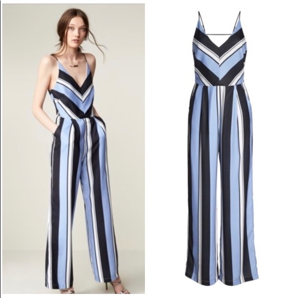 cream striped jumpsuit